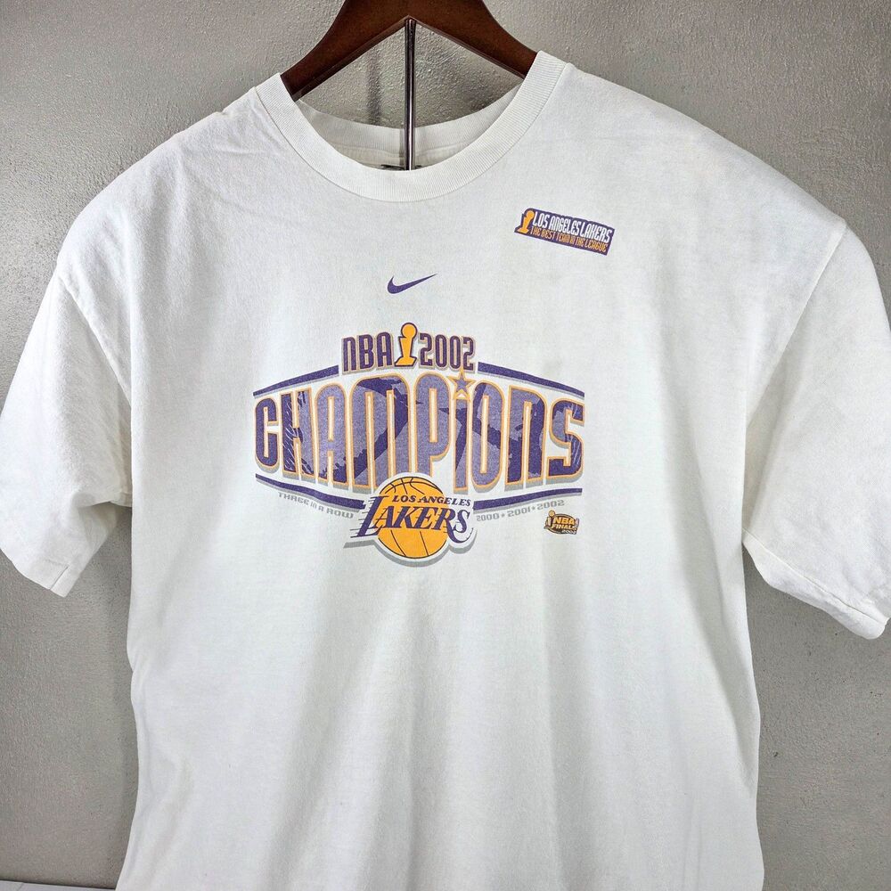 Vintage Y2K Nike Los Angeles Lakers 2002 NBA Champions Three In A Row Tee Sz XXL